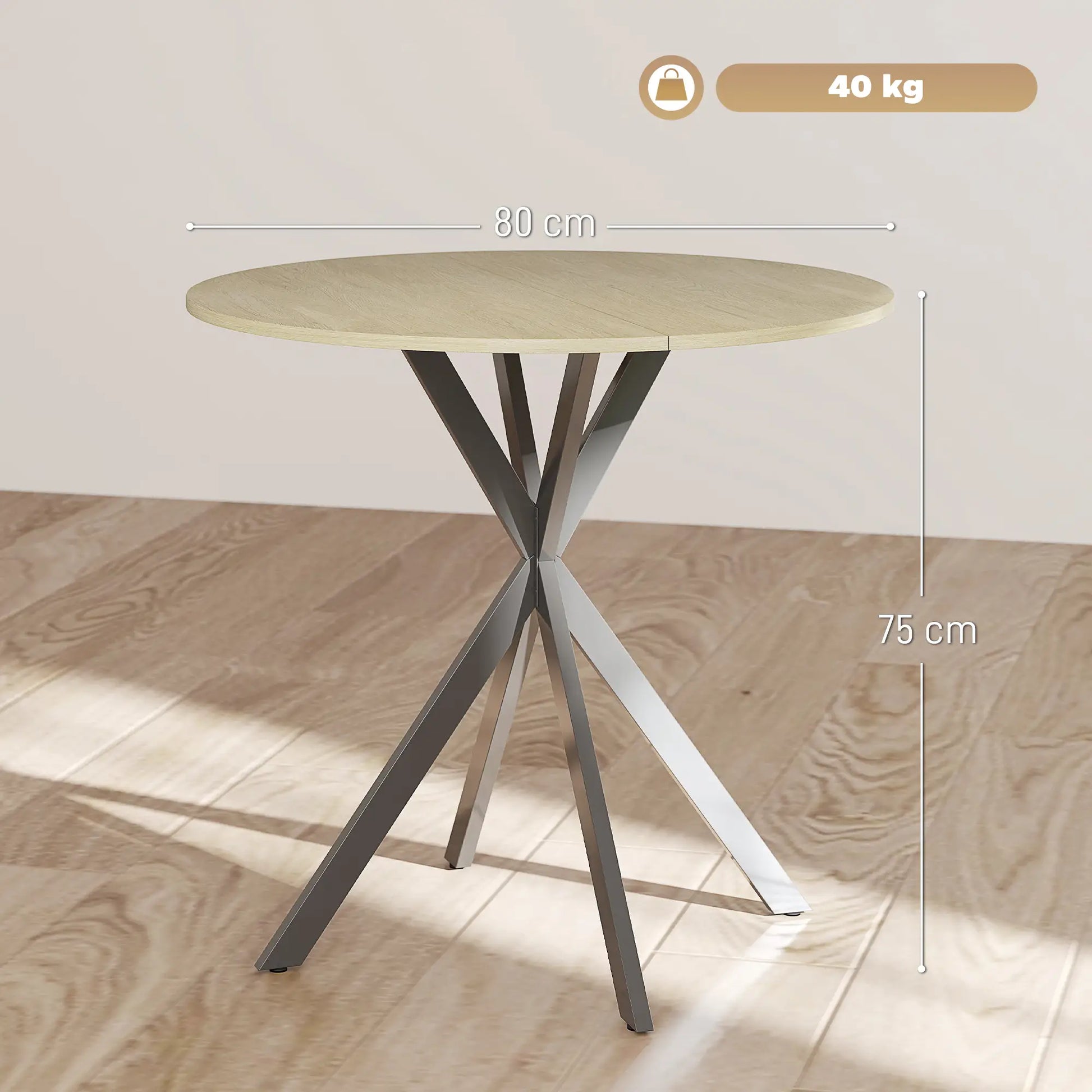 Nancy's Lavello Ronde Eettafel - Eiken / Zwart - Ø80 x 75H cm