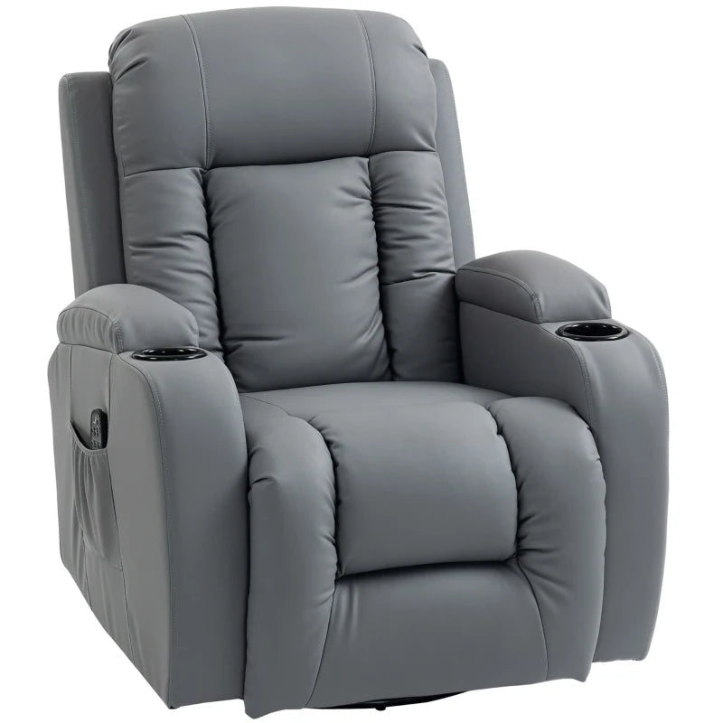 Nancy's Pollina Massagestoel - Relaxfauteuil met massagefunctie - Verwarmde massage - Schommel- en draaifunctie - Lichtgrijs - Kunstleer