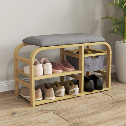 Nancy's Cusiano Schoenenbank - Schoenenrek - Schoenen Opbergen - Hout / Grijs - 70 x 30 x 45 cm