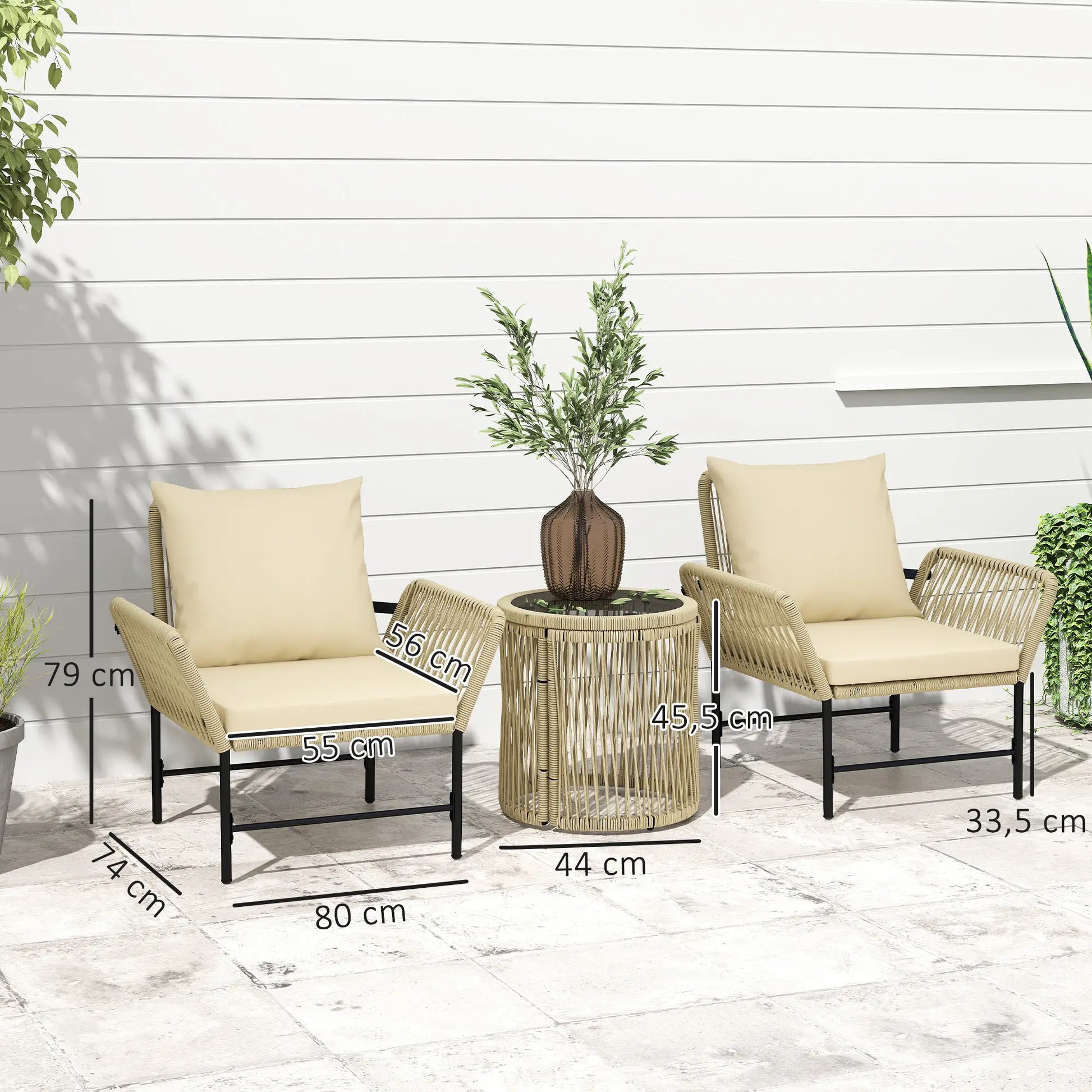 Nancy's Gavoi Tuinset - Tuinmeubelset - Kaki / Beige / Zwart - Rotan