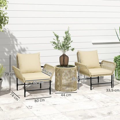 Nancy's Gavoi Tuinset - Tuinmeubelset - Kaki / Beige / Zwart - Rotan