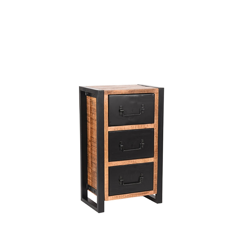 LABEL51 Opbergkast Brussels - Rough Mangohout | Zwart Metaal - 45x30x75 cm
