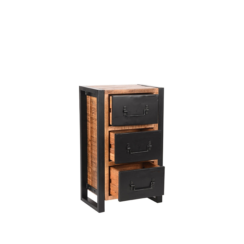 LABEL51 Opbergkast Brussels - Rough Mangohout | Zwart Metaal - 45x30x75 cm