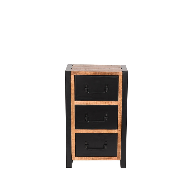 LABEL51 Opbergkast Brussels - Rough Mangohout | Zwart Metaal - 45x30x75 cm