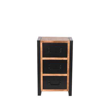 LABEL51 Opbergkast Brussels - Rough Mangohout | Zwart Metaal - 45x30x75 cm
