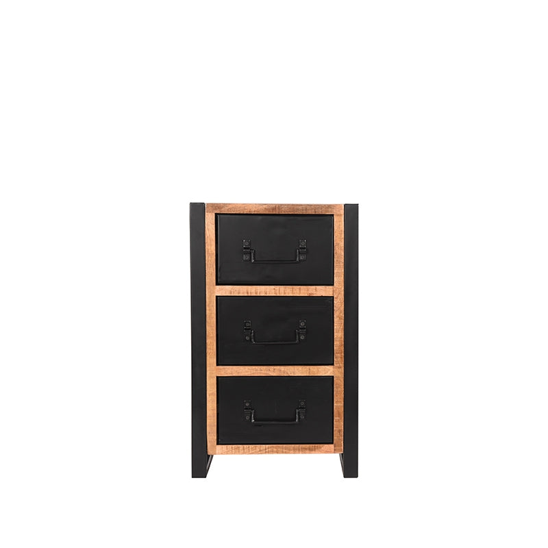 LABEL51 Opbergkast Brussels - Rough Mangohout | Zwart Metaal - 45x30x75 cm