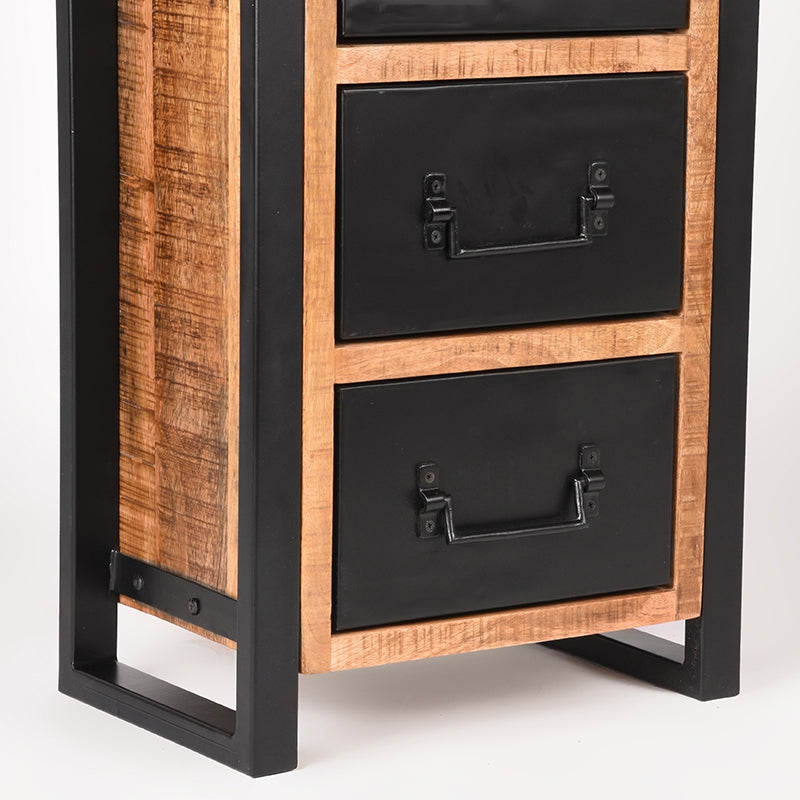 LABEL51 Opbergkast Brussels - Rough Mangohout | Zwart Metaal - 45x30x75 cm
