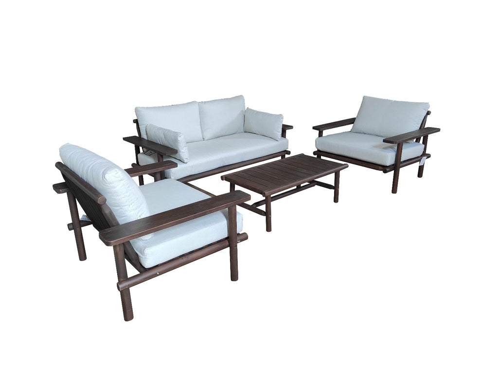 Nancy's Laruna Lounge Set - 4-delige Tuinset - Loungeset - Acacia - Wit