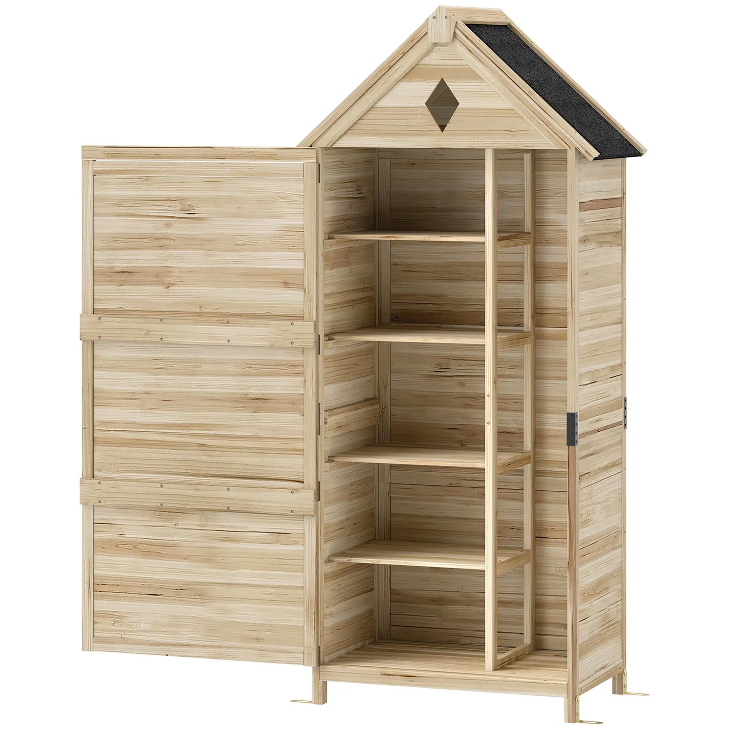 Nancy's Focette Tuinkast - Buitenkast - Opbergkast voor buiten - Dennenhout - ± 80 x 50 x 170 cm