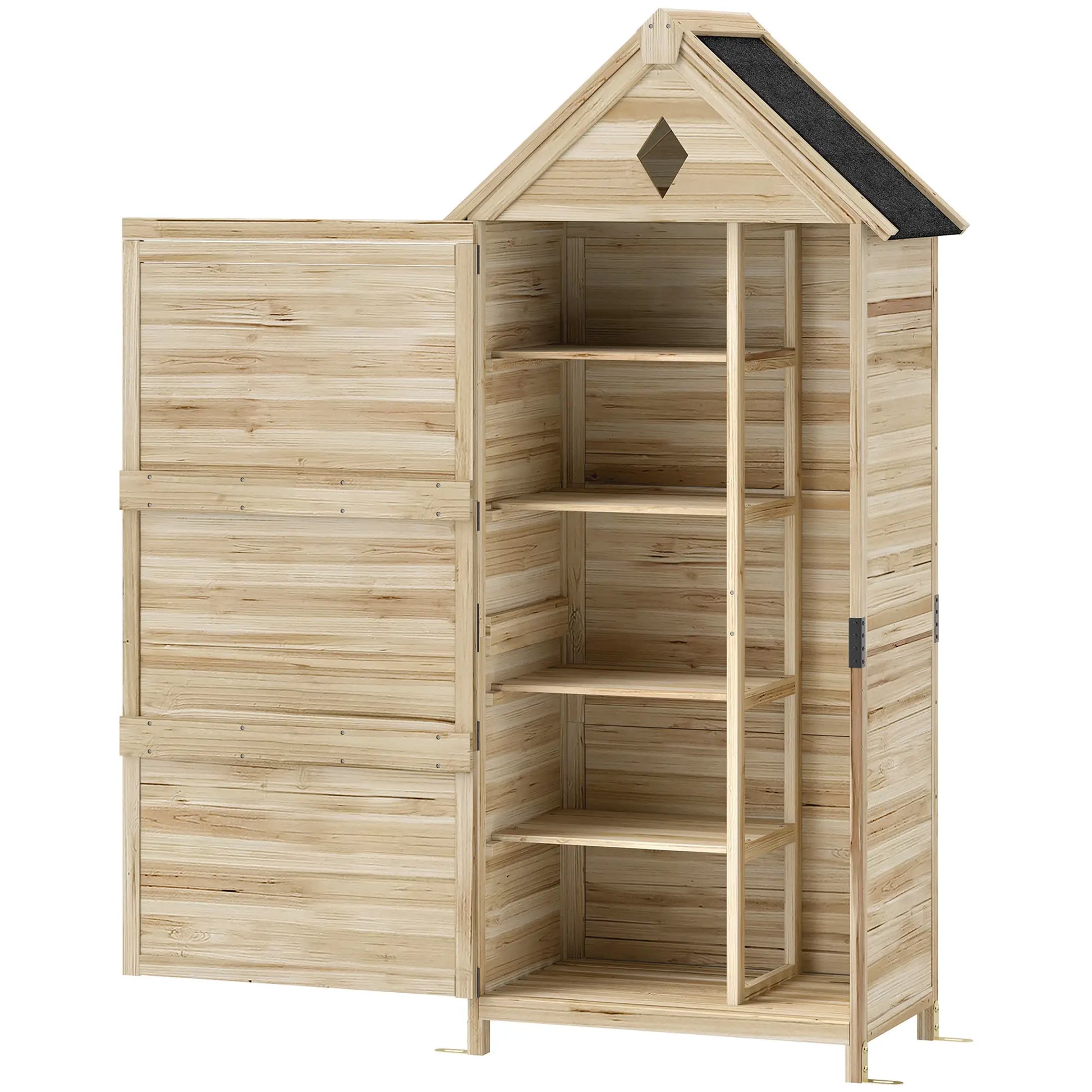 Nancy's Focette Tuinkast - Buitenkast - Opbergkast voor buiten - Dennenhout - ± 80 x 50 x 170 cm