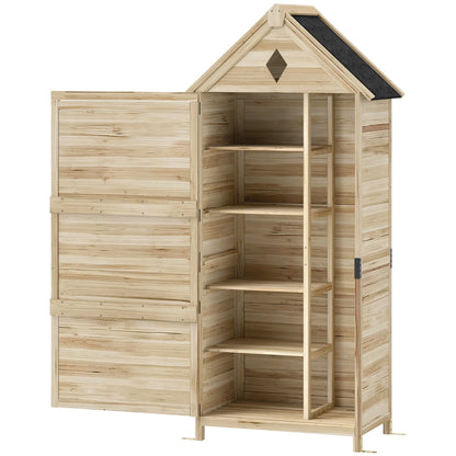 Nancy's Focette Tuinkast - Buitenkast - Opbergkast voor buiten - Dennenhout - ± 80 x 50 x 170 cm