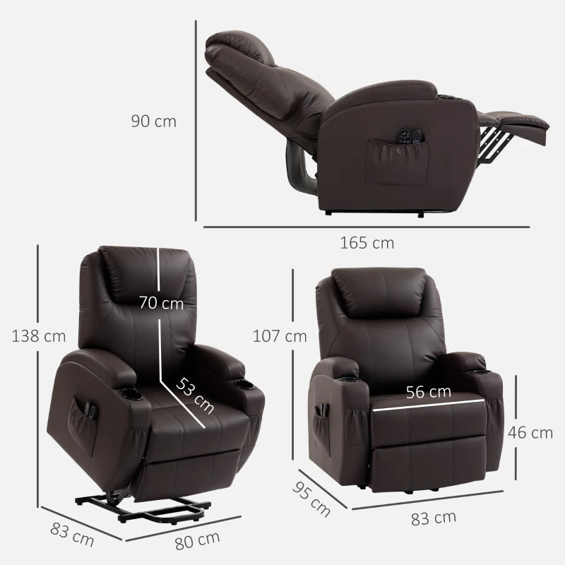 Nancy's Pomezia Sta op Stoel - Seniorenstoel - Relaxfauteuil - Opsta stoel - Donkerbruin - Kunstleer
