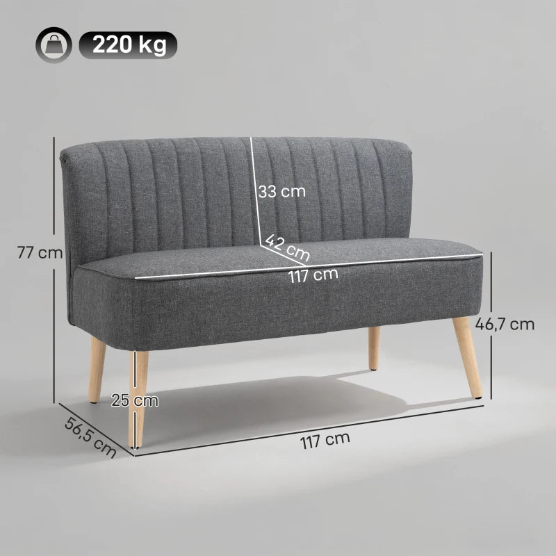 Nancy's Serino 2-Zitsbank - Tweezitsbank - Woonkamerbank - Grijs - Linnenlook - ± 115 x 55 x 75 cm
