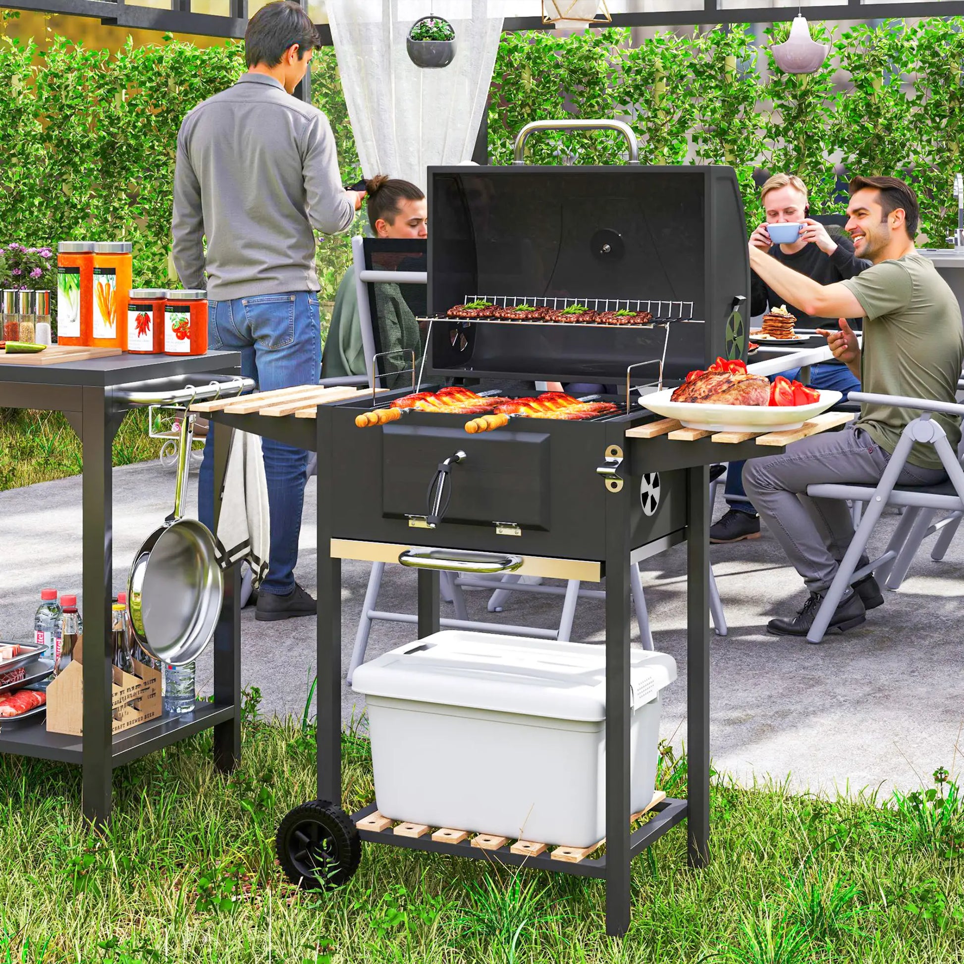 Nancy's Ferentino Barbecue - Houtskool - Grill - BBQ - Zwart / Hout