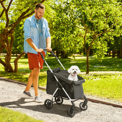 Nancy's Collegno Hondenwagen - Hondenbuggy - Kattenbuggy - Reiswagen voor Huisdieren - Grijs / Zilver