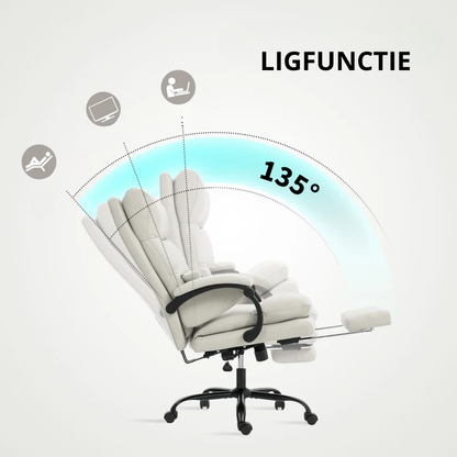 Nancy's Palmi Bureaustoel - Kantoorstoel - Computerstoel - Verstelbaar - Grijs - Kunstleer