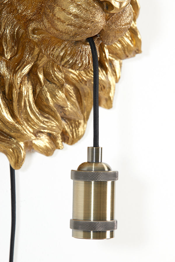 Nancy's Gradil Wandlamp Leeuw - Antiek Brons - ± 30 x 20 x 40 cm