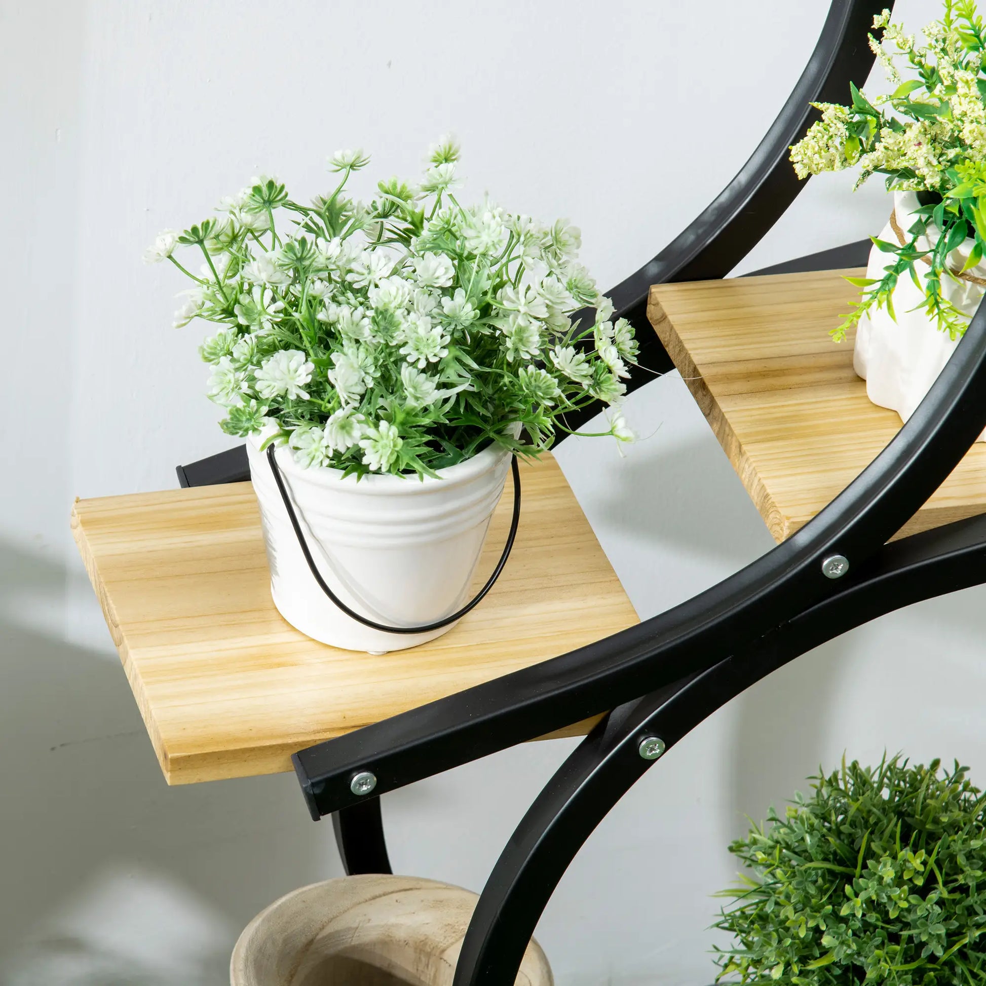 Nancy's Farini Plantenrek - Plantenstandaard - Bloemenstandaard - Zwart / Hout