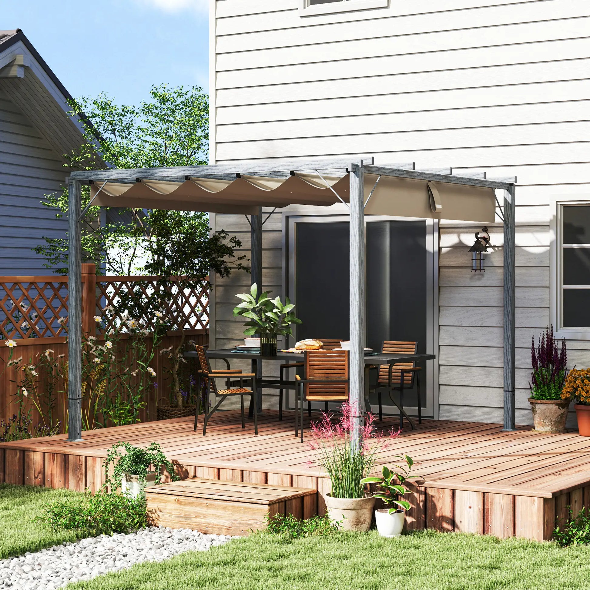 Nancy's Celano Pergola - Terras Overkapping - Paviljoen - Grijs - ± 300 x 300 x 230 cm