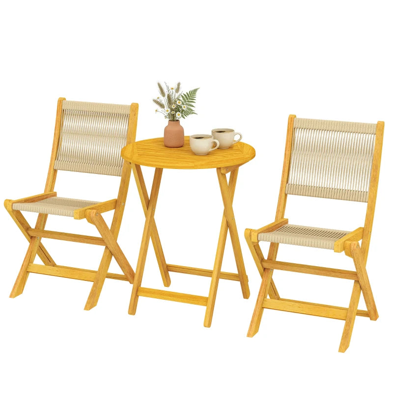 Nancy's Sarentino Bistroset - Balkonset - Tuinset - 3-Delig - Opvouwbaar - Hout / Beige - Acaciahout