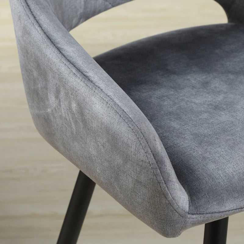 Nancy's Campia Barkrukken - Barstoelen - Set van 2 - Grijs - Fluweel - 50 x 53 x 94 cm