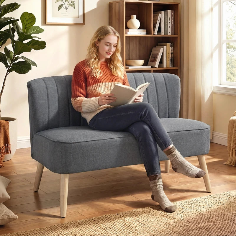 Nancy's Serino 2-Zitsbank - Tweezitsbank - Woonkamerbank - Grijs - Linnenlook - ± 115 x 55 x 75 cm