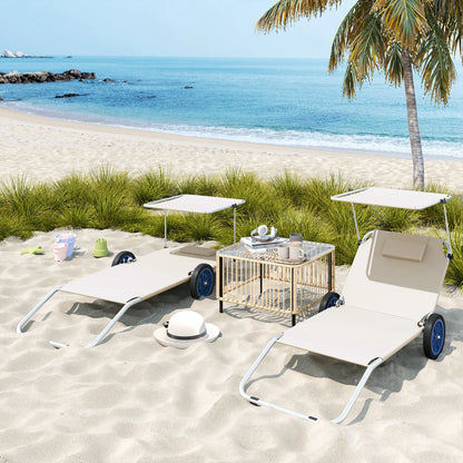 Nancy's Cremolino Strandligstoelen - Strandstoelen - Campingstoelen - Set van 2 - Beige