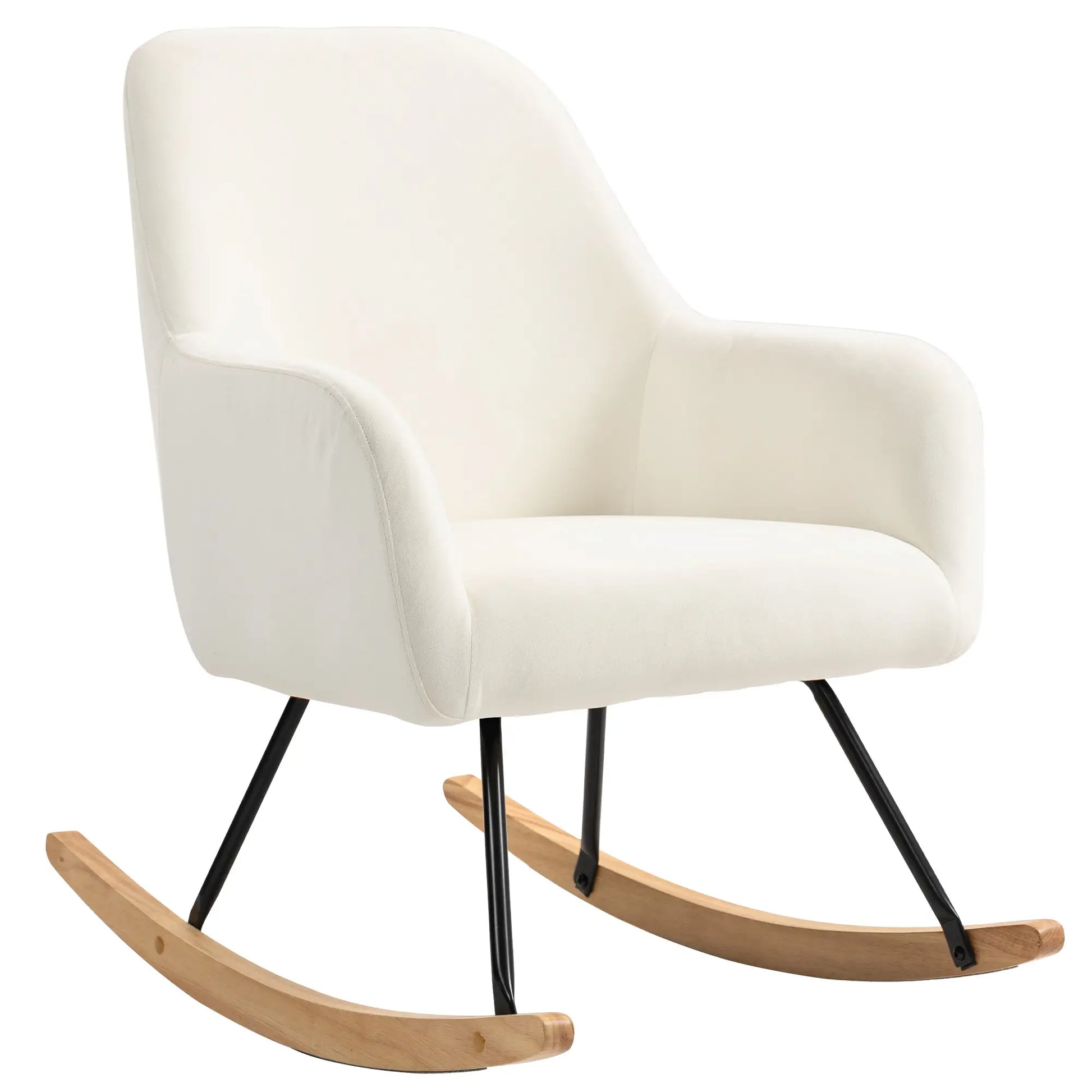 Nancy's Galatina Schommelstoel - Loungestoel - Relaxstoel - Roomwit - Fluweel