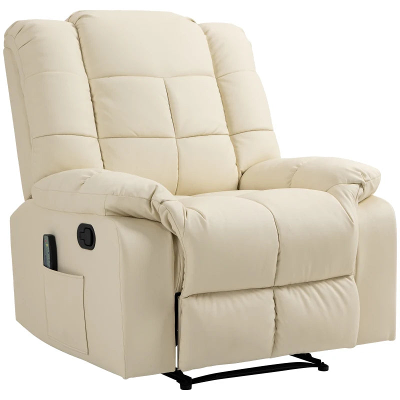 Nancy's Alfero Massagestoel - Relaxstoel - Relaxfauteuil - Met Afstandsbediening - Verstelbare Rugleuning - Créme - Kunstleer