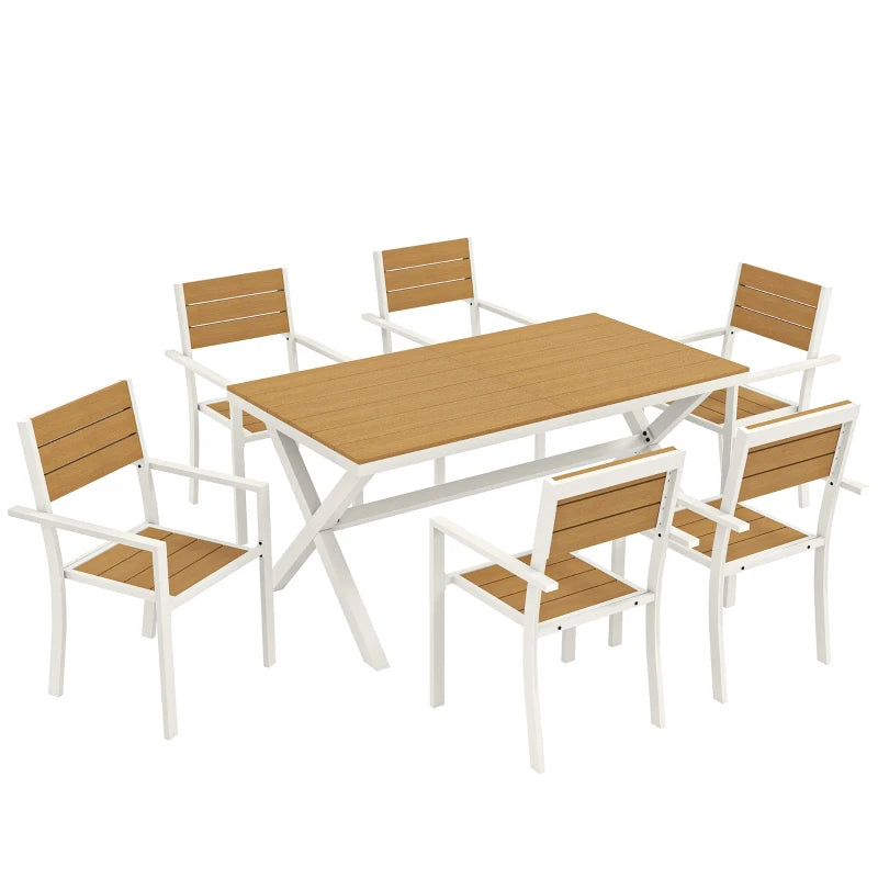Nancy's Siracusa Tuinset - Tuimeubelset - Eettafelset voor Buiten - 6-Persoons - Wit / Teak