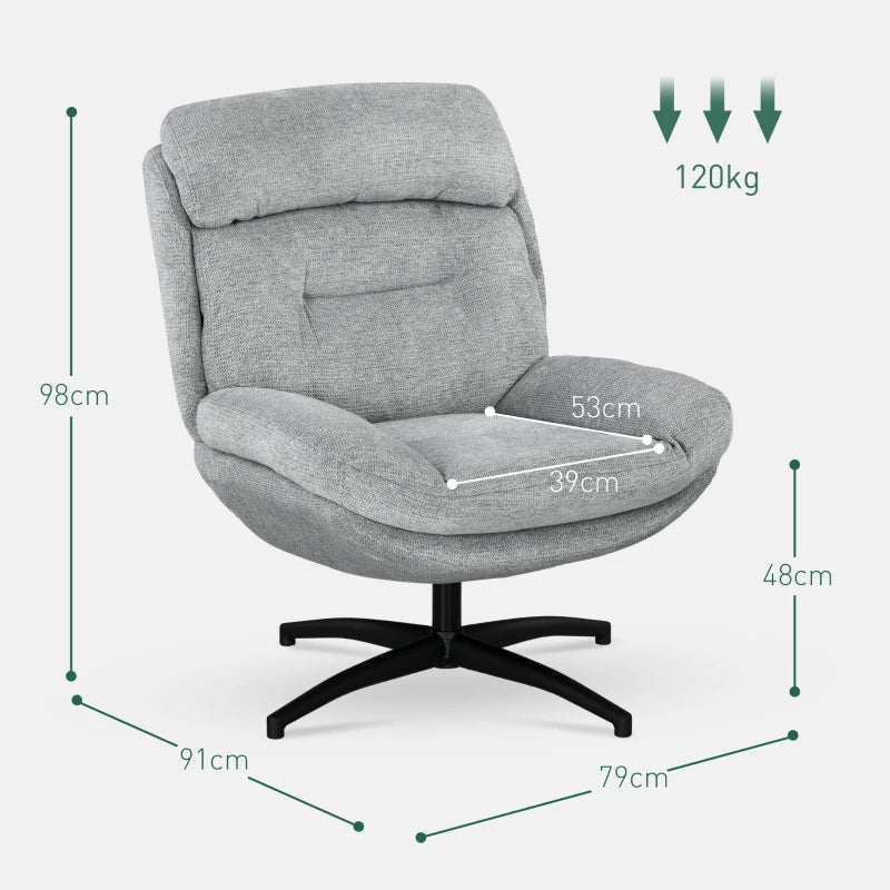Nancy's Apiro Fauteuil - Relaxfauteuil - Relaxstoel - Draaibaar - Grijs - Chenille / Staal