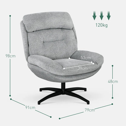 Nancy's Apiro Fauteuil - Relaxfauteuil - Relaxstoel - Draaibaar - Grijs - Chenille / Staal