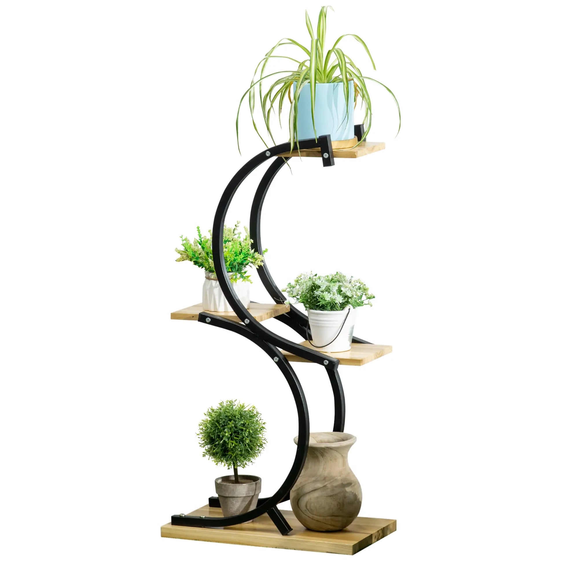 Nancy's Farini Plantenrek - Plantenstandaard - Bloemenstandaard - Zwart / Hout