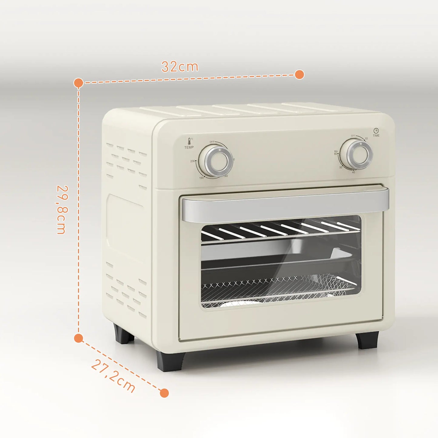 Nancy's Muxagata Heteluchtoven - Grilloven - Bakoven - Timer - Touchscreen - 1000W - Crèmewit