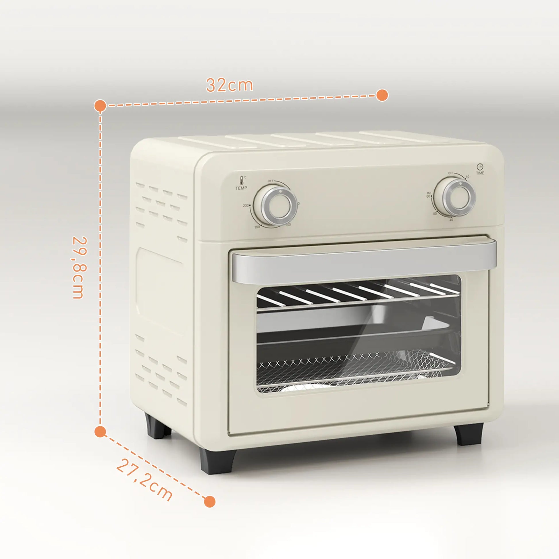 Nancy's Muxagata Heteluchtoven - Grilloven - Bakoven - Timer - Touchscreen - 1000W - Crèmewit