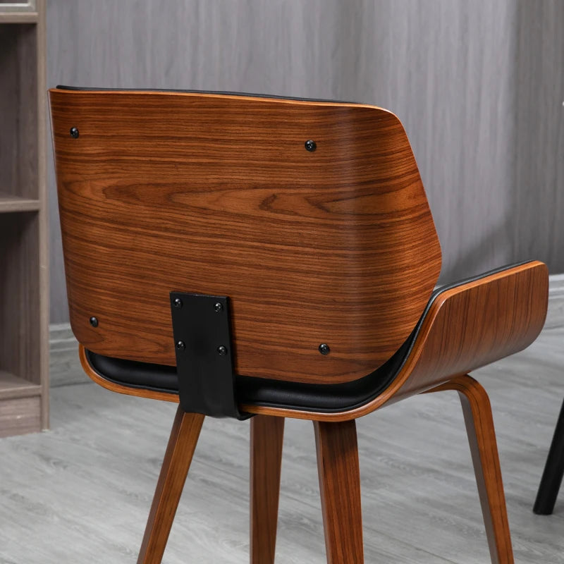 Nancy's Monterotondo Eetkamerstoelen - Set van 2 - Keukenstoelen - Retro - Zwart - Kunstleer / Hout