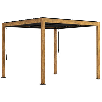 Nancy's Pindelo Pergola - Paviljoen - Terras Overkapping - Zwart / Hout - ± 300 x 300 cm