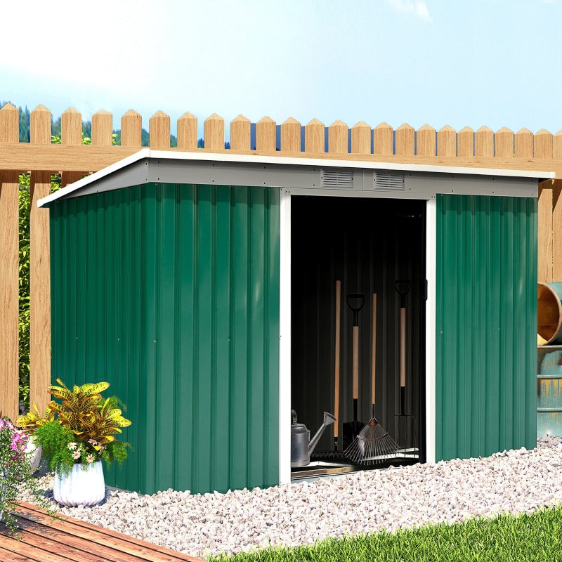 Nancy's Ansonia Tool shed with sliding door - Storage shed - Garden shed - Green - 280 x 130 cm