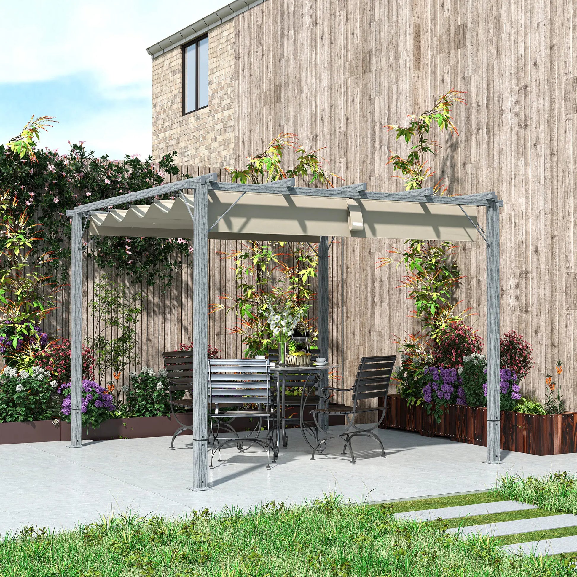 Nancy's Celano Pergola - Terras Overkapping - Paviljoen - Grijs - ± 300 x 300 x 230 cm