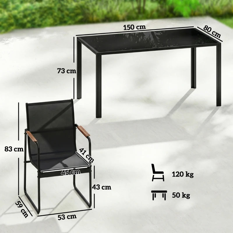 Nancy's Remanzacco Tuinset - Tuinmeubelset - Eettafel voor buiten - 7-Delig - Zwart