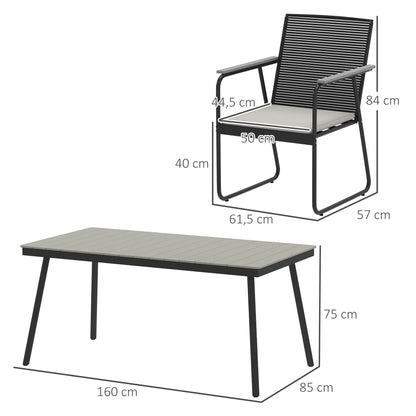 Nancy's Cori Tuinset - Tuinmeubelset - 7-Delige Set voor buiten - Grijs / Zwart