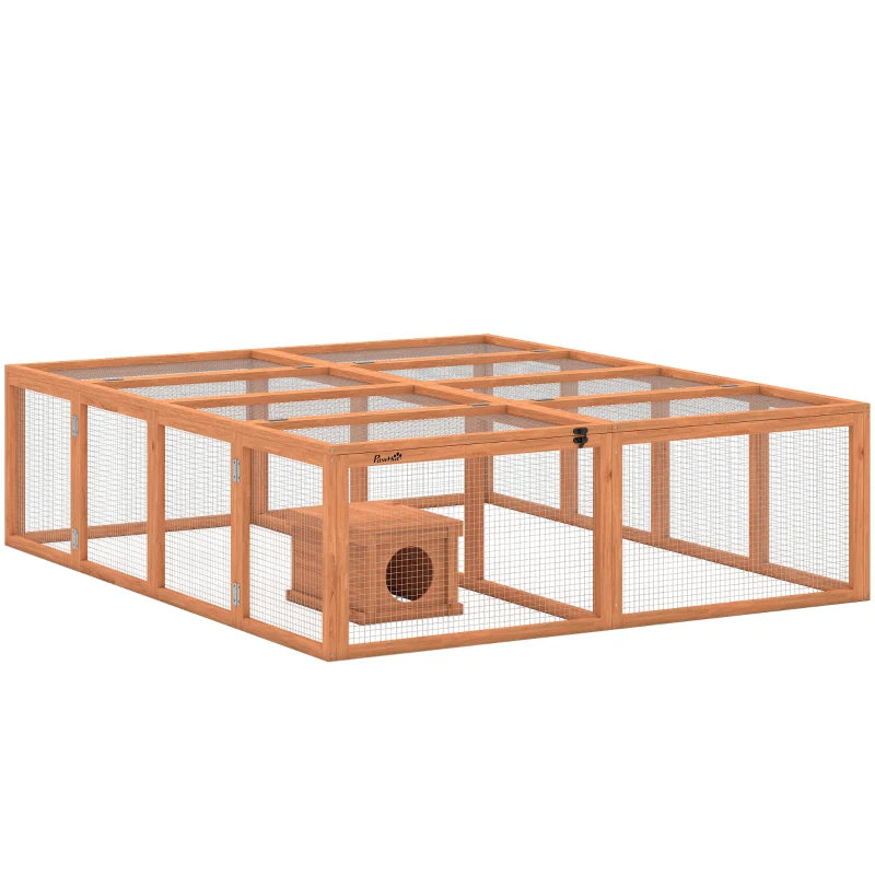 Nancy's Rossiglione Konijnenhok - Konijnenren - Dierenverblijf - Dierenhok - Dennenhout - ± 180 x 150 x 50 cm