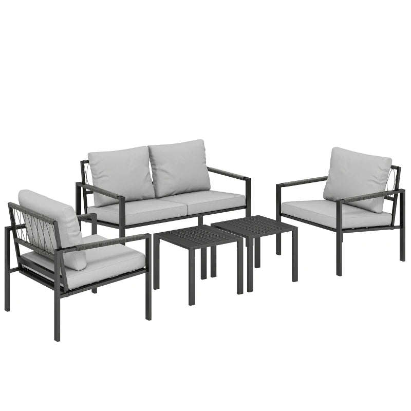 Nancy's Sassetta Loungeset - 5-Delige Terrasmeubelset - Tuinset - Grijs