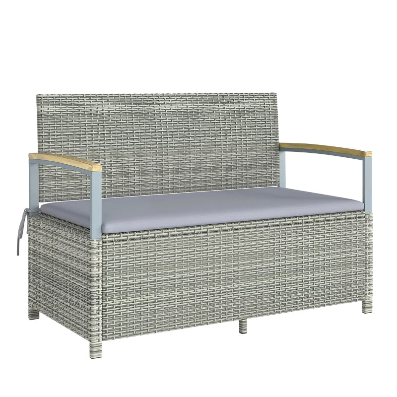 Nancy's Salorno Tuinbank - Parkbank - Bank voor buiten - Grijs / Natuurlijk hout - Rotan - ± 120 x 60 x 85 cm