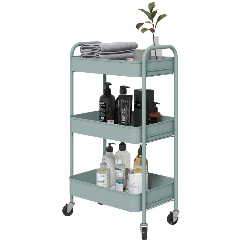 Nancy's Monterosi Trolley - Serveerwagen - Keukentrolley - Lichtblauw - Staal - ± 45 x 30 x 80 cm