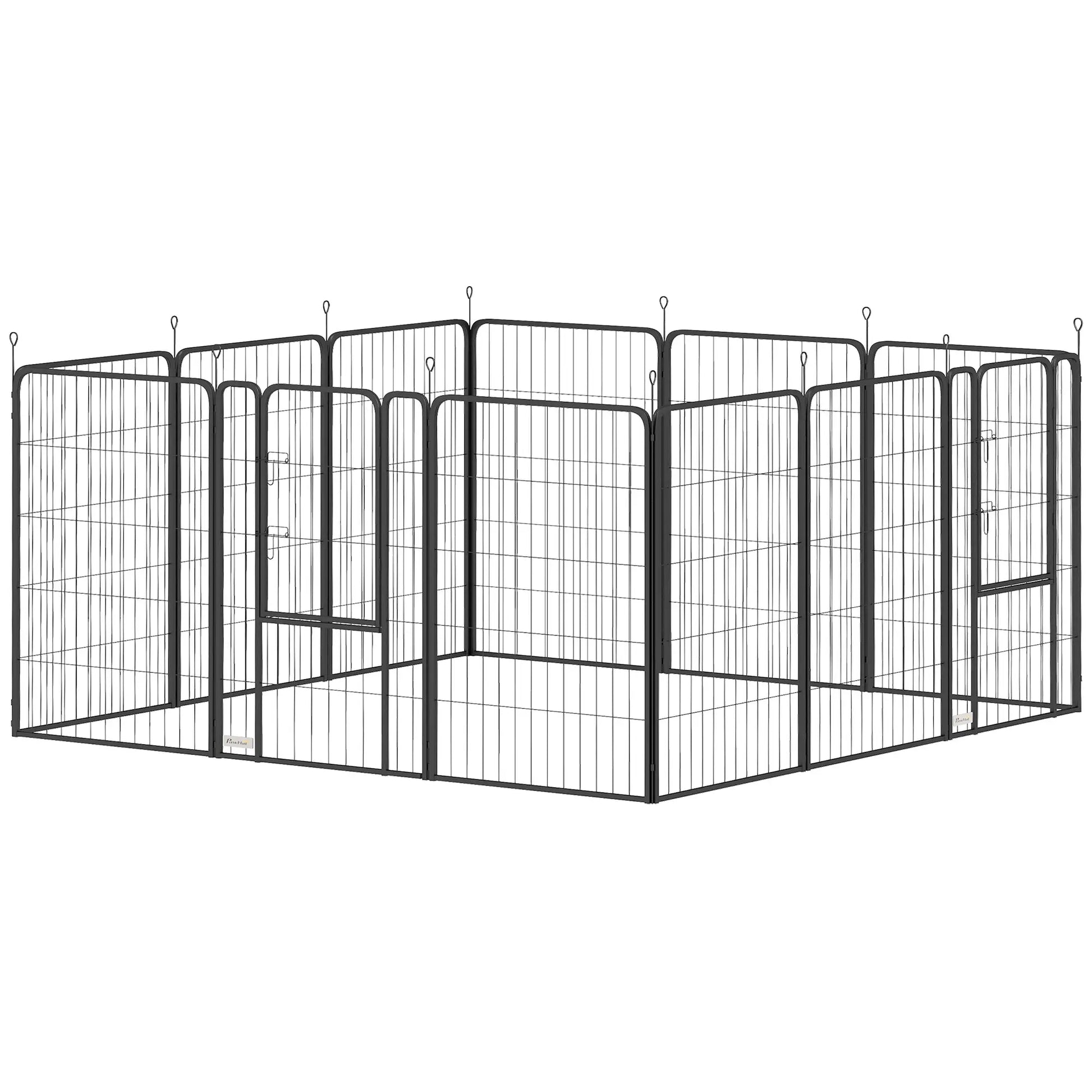 Nancy's Cogne Puppybox - Honden Ren - Puppyren - Zwart - Staal