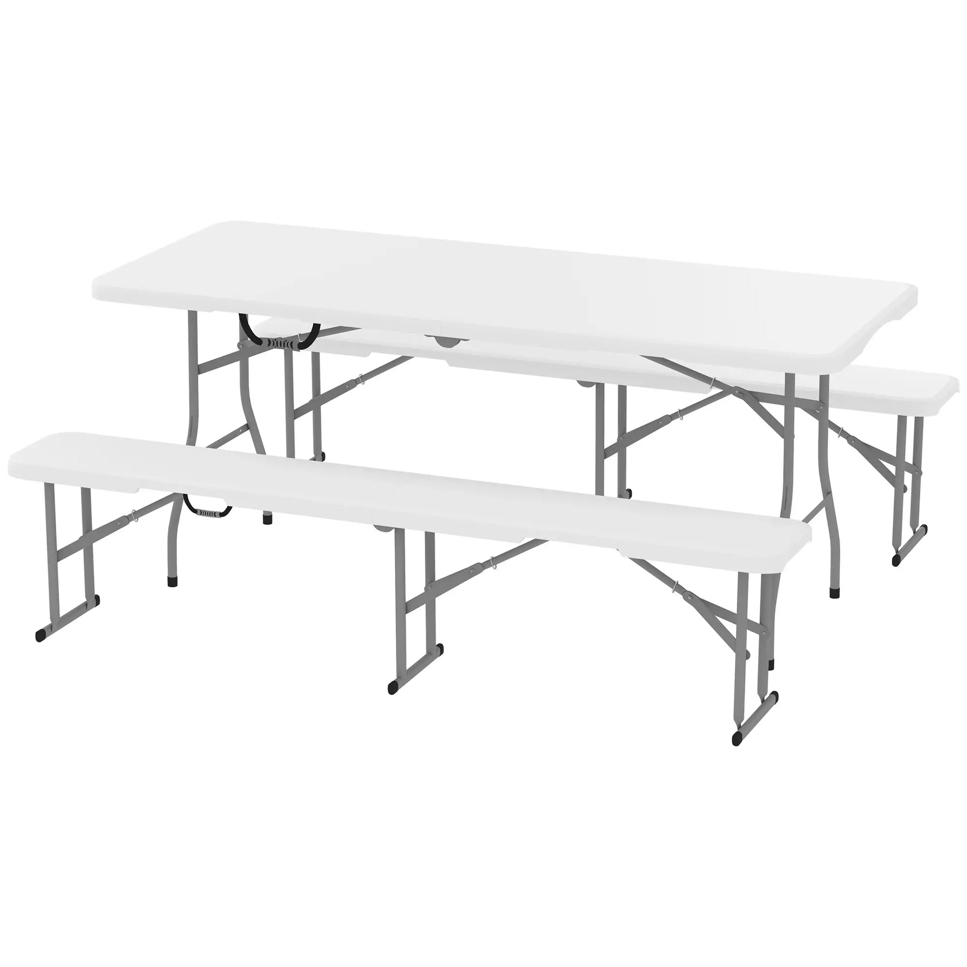 Nancy's Corsico Picknicktafel - Picknickbank - Campintafel - Campingbank - 3-Delige Set - Opvouwbaar - Wit