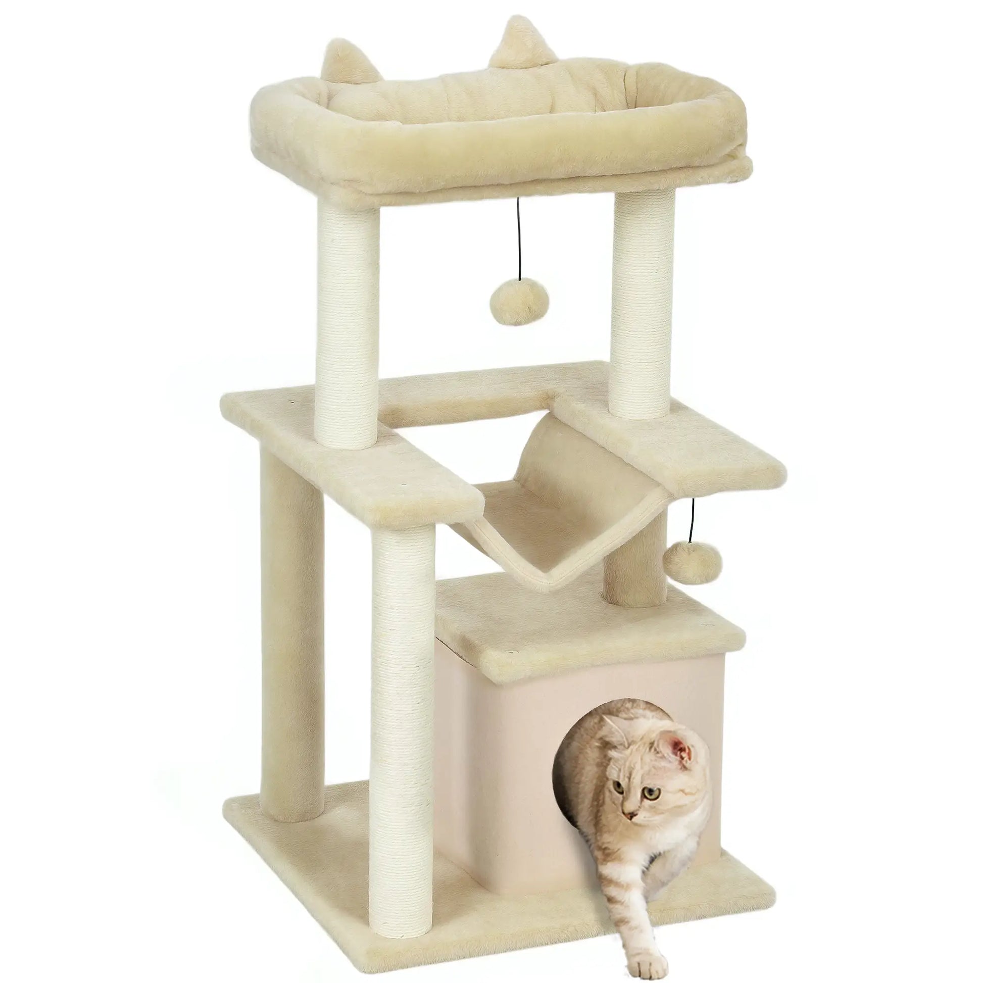Nancy's Frascati Kattenboom - Krabpaal - Crème - Pluche - ± 50 x 50 x 90 cm