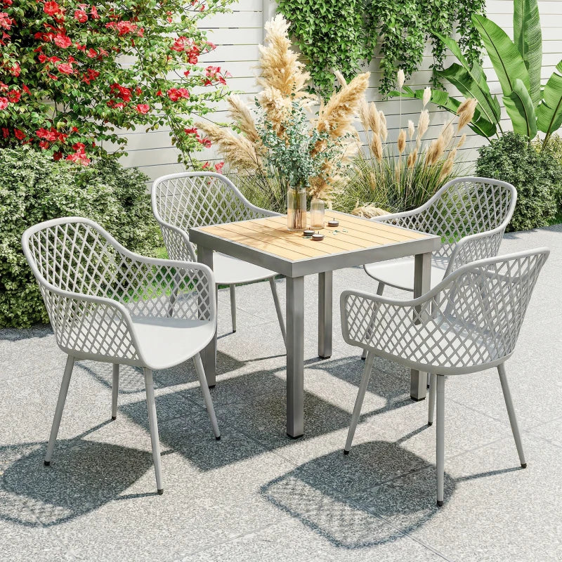 Nancy's Selargius Tuinstoelen - Terrasstoelen - Set van 4 - UV-Bestendig - Grijs - Kunststof