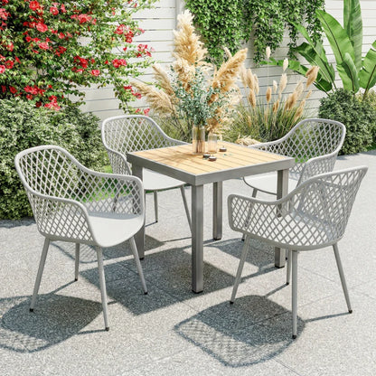 Nancy's Selargius Tuinstoelen - Terrasstoelen - Set van 4 - UV-Bestendig - Grijs - Kunststof